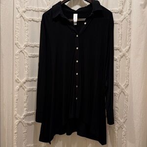 Classic Black Button-Down tunic style Women's Shirt